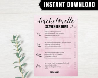 Bachelorette Scavenger Hunt Game Printable - Bachelorette Party Games Instant Download | 8"x10" PDF For Printing Or Mobile Wedding Hen Party