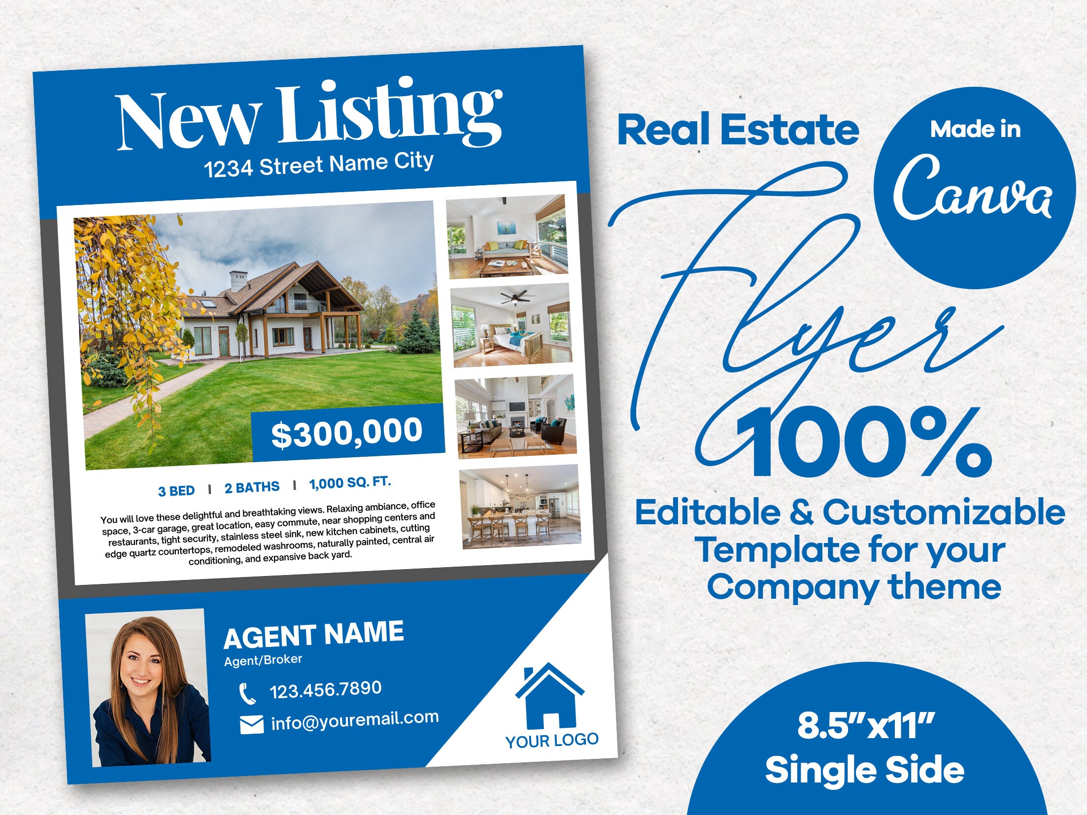 Real Estate Flyer Template Just Listed Flyer New Listing Etsy