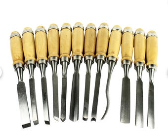 12-Piece Wood Carving Chisel Set | Professional Steel Woodworking Gouges & Tools