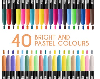 40 Fabric Marker Pens | Fine Tip, Permanent Textile Paint