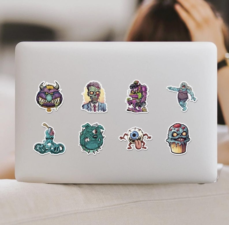 Monster Computer Sticker 50pcs Zombie Monster Sticker Pack | Waterproof Vinyl Decals for Laptop ...