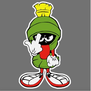 Marvin The Martian Flip Off Funny Vinyl Sticker Car Window Decal JDM Laptop