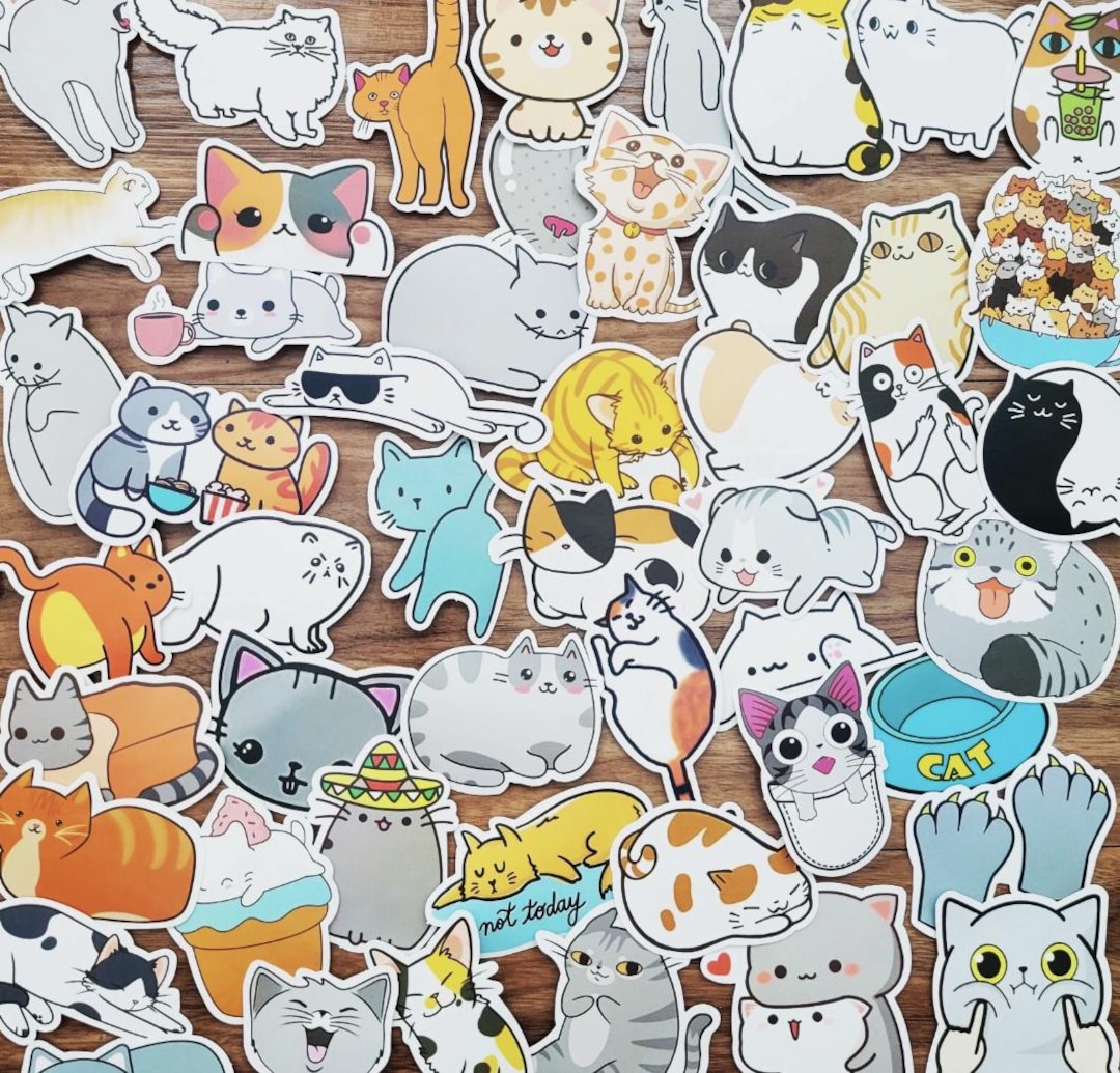 50pcs Kawaii Cat Sticker Pack | Waterproof Vinyl Decals for Laptop ...