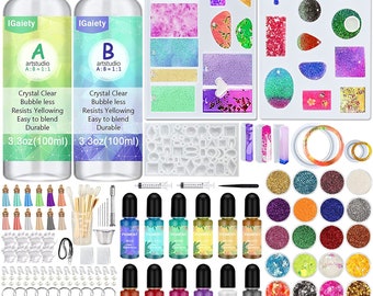 Epoxy Resin Jewelry Making Kit | Silicone Molds, Pigments & Glitter