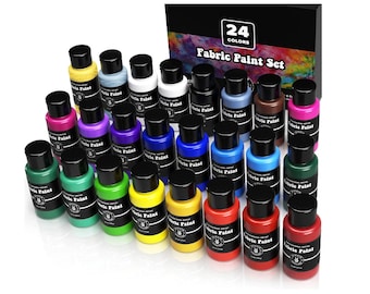 Permanent Fabric Paint Set | 24 Colors, Metallic Gold, DIY Craft