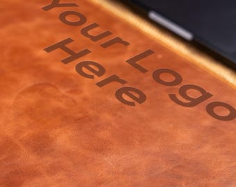 Custom Logo Laptop Sleeve, Personalized Leather Laptop Sleeve, Corporate Gift, Handmade Genuine Leather Case, Custom Business Logo