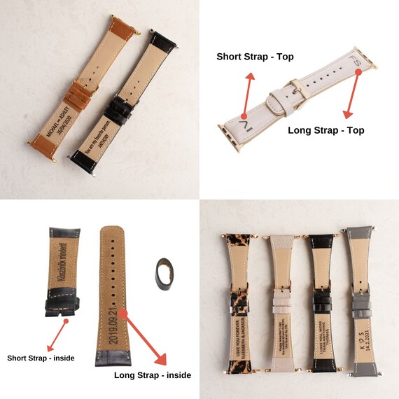 Personalized Black Leather Apple Watch Band, Full Grain Iwatch