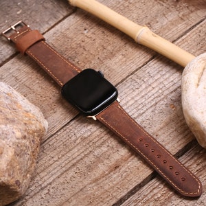 Apple Brown Leather Watch Band 1-9, Hand Made Apple i-Watch Band, Gift For Men Watch Band, Hand Made Summer Gift, 38/40/41 mm, 42/44/45 mm