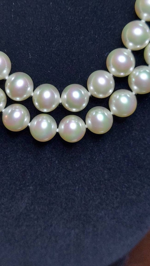 Vintage Majorica 2 Strand Pearl Necklace. With St… - image 2