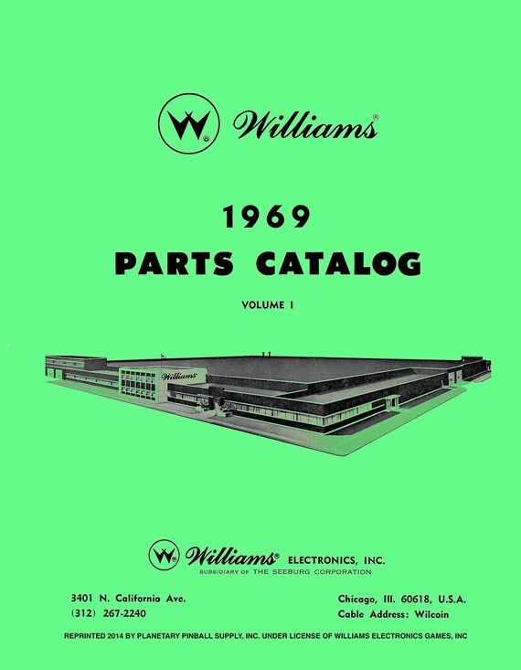 1969 Williams Pinball Machine Parts Catalog Volume 1 Service & Etsy