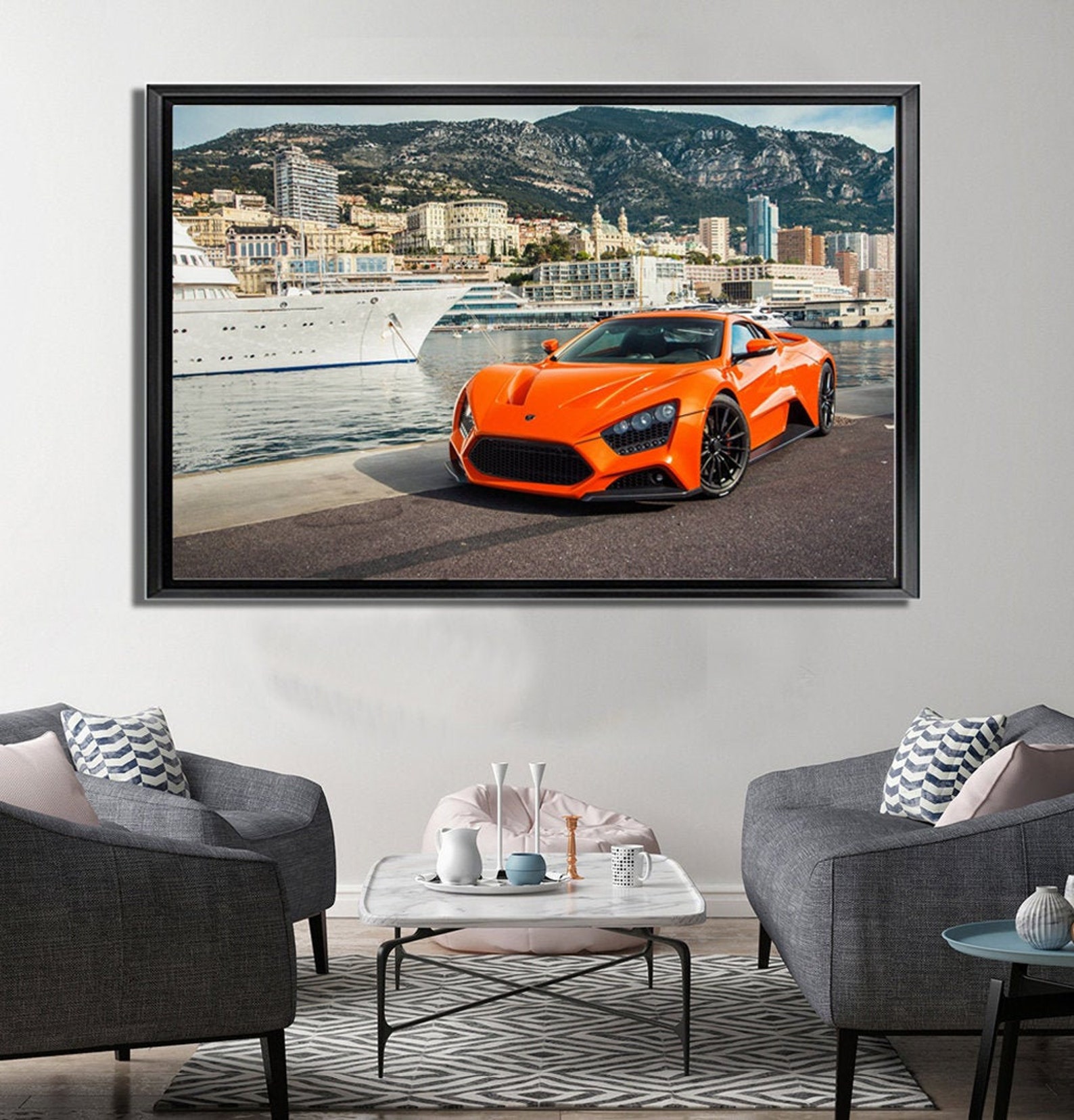 Car picture Print on Canvas Floating Frame Option Modern Etsy