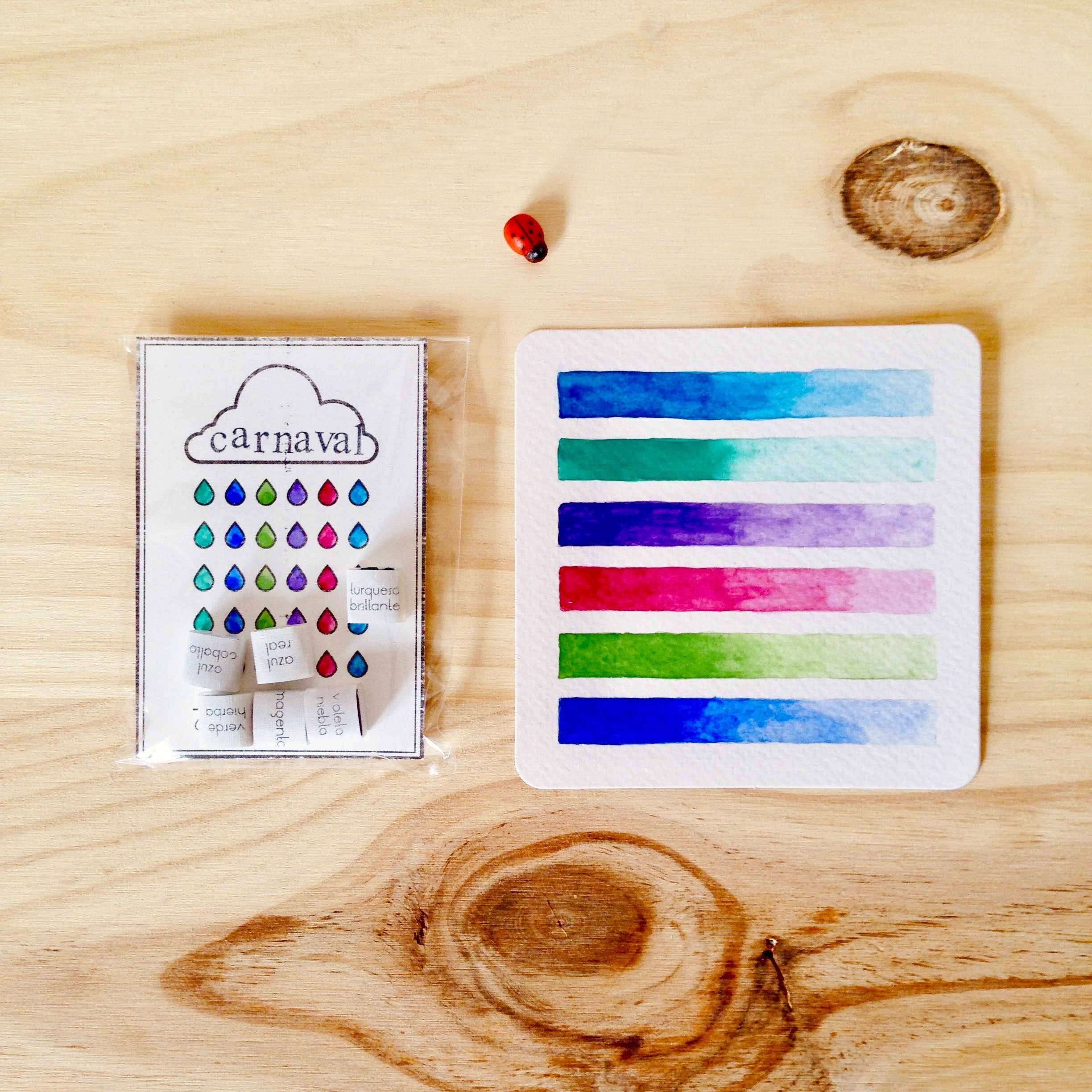 Handmade watercolor samples, Carnaval Set,  6 x 0,5ml palette