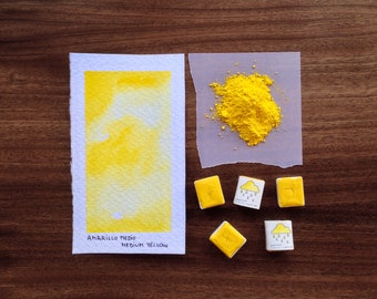 Medium Yellow Handmade Watercolor, Half pan or quarter pan size