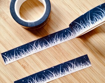 Grass and stars at night washi tape, 10m x 15mm