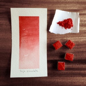 Scarlet Red paint,  Handmade Watercolor in half pan size