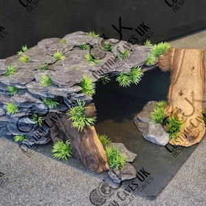Slate Reptile cave/Hide, handmade bespoke cave, bearded dragons, snakes, vivarium, aqaurium, Basking platform