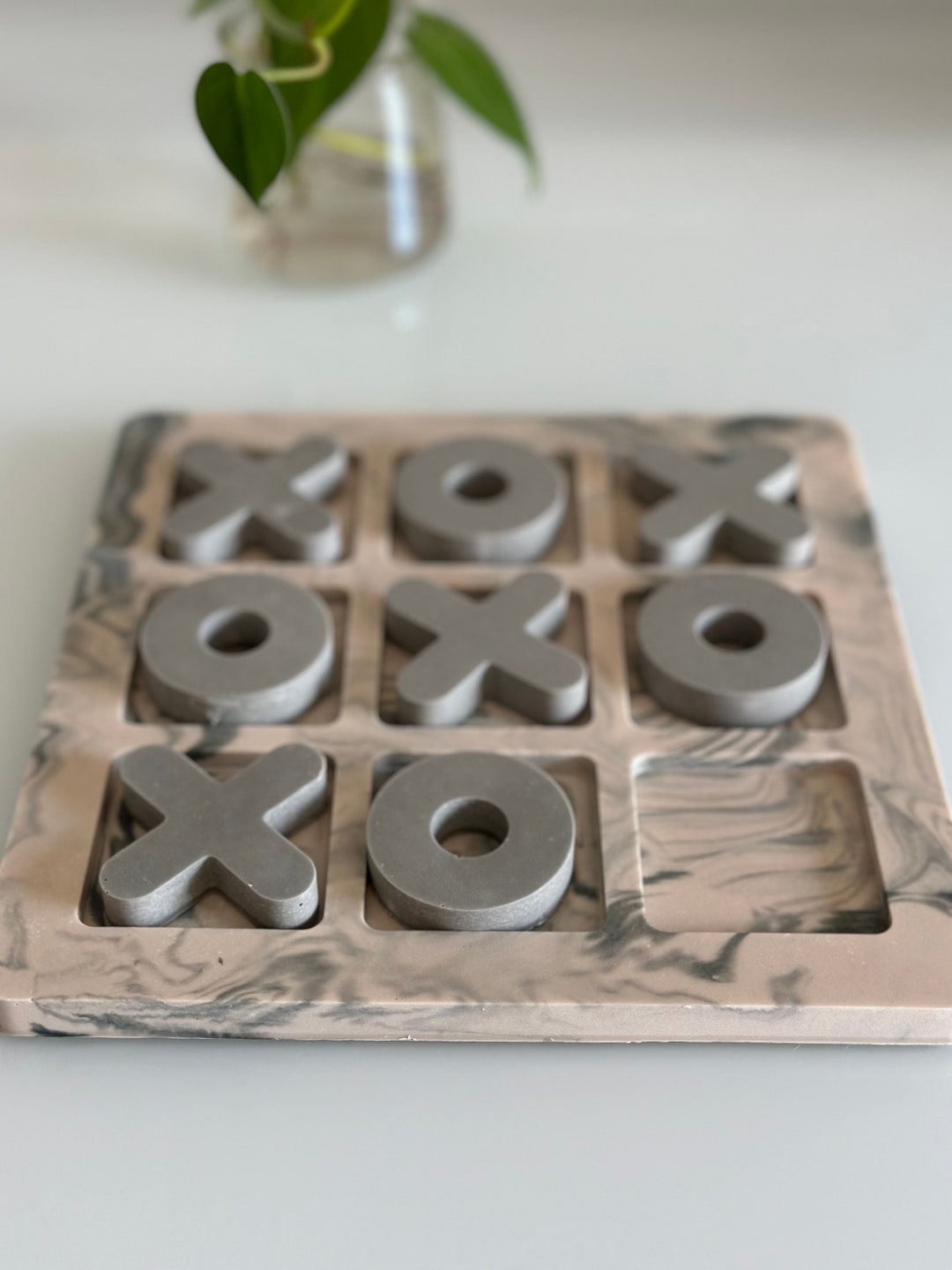 Coffee Table Decor Tic Tac Toe Board Grey Blue Coffee Table Game Home ...