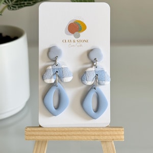 Plaid dangle earrings | gingham statement earrigns | bohoho chic clay earrings | back to school style | layered earrigns | pink purple blue