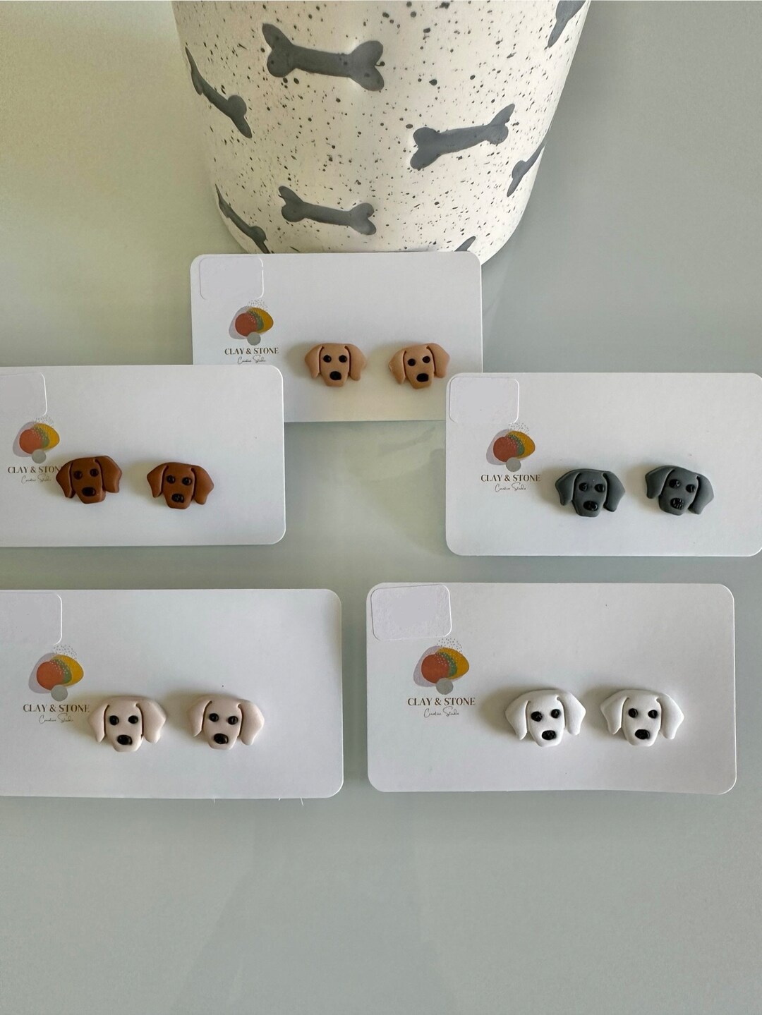 Labrador Dog Stud Earrings: Clay Hypoallergenic Earrings - Etsy