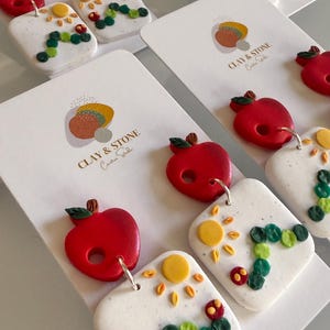 Whimsical Hungry Caterpillar earrings teacher appreciation gift| Polymer clay jewerly| Librarian gift| lightweight| book theme earrings