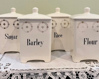 Vintage White Canister Set (4) Made in Germany