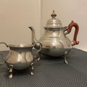 Vintage Williamsburg Restoration Kirk Stieff Pewter Teapot OR Sugar Bowl