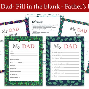 All About My Dad Printable Father's Day Gift - Etsy