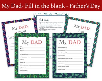 All About My Dad Printable Father's Day Activity - Etsy