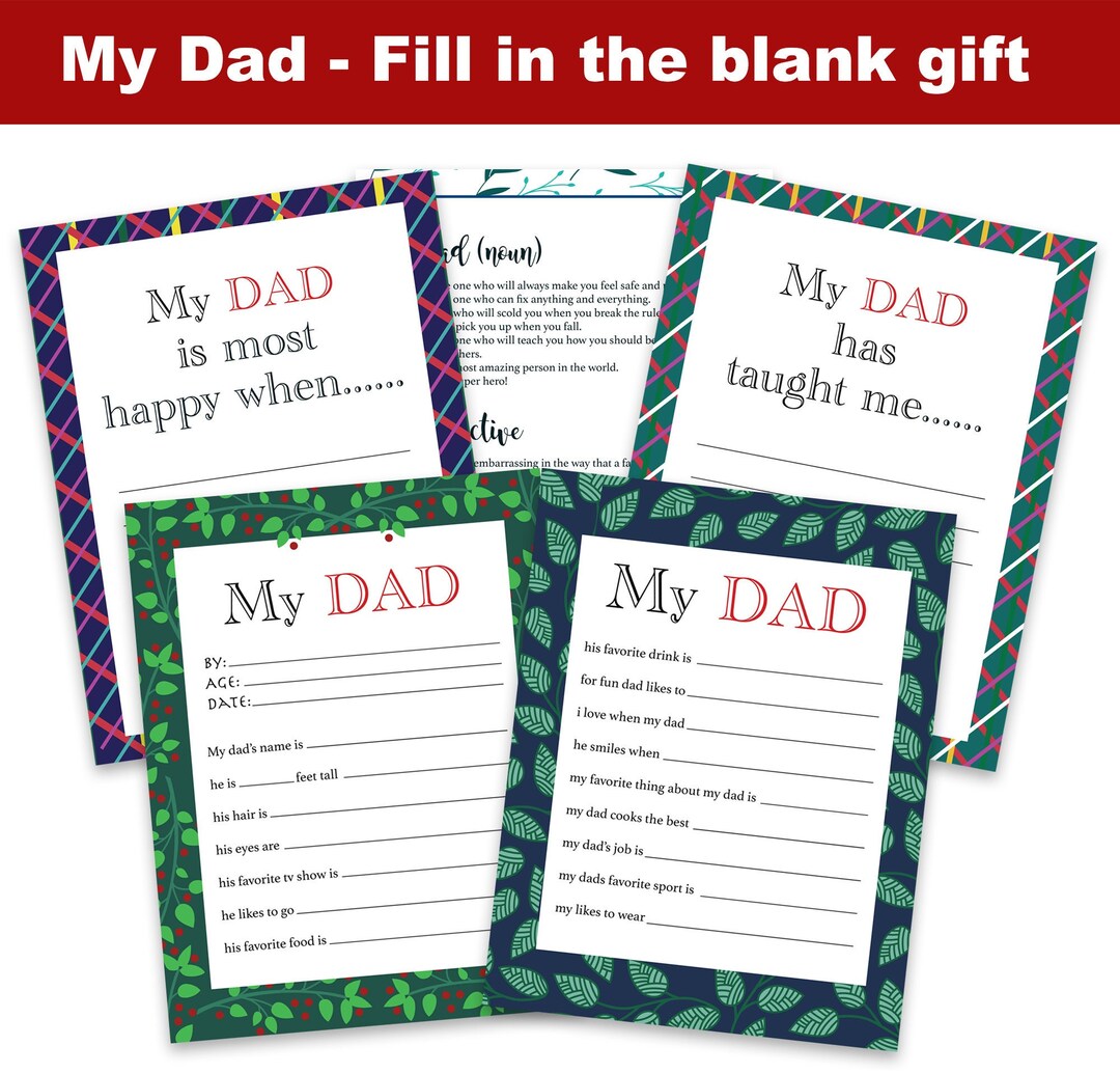 All About My Dad Printable Father's Day Gift Father's Day Printable Dad ...