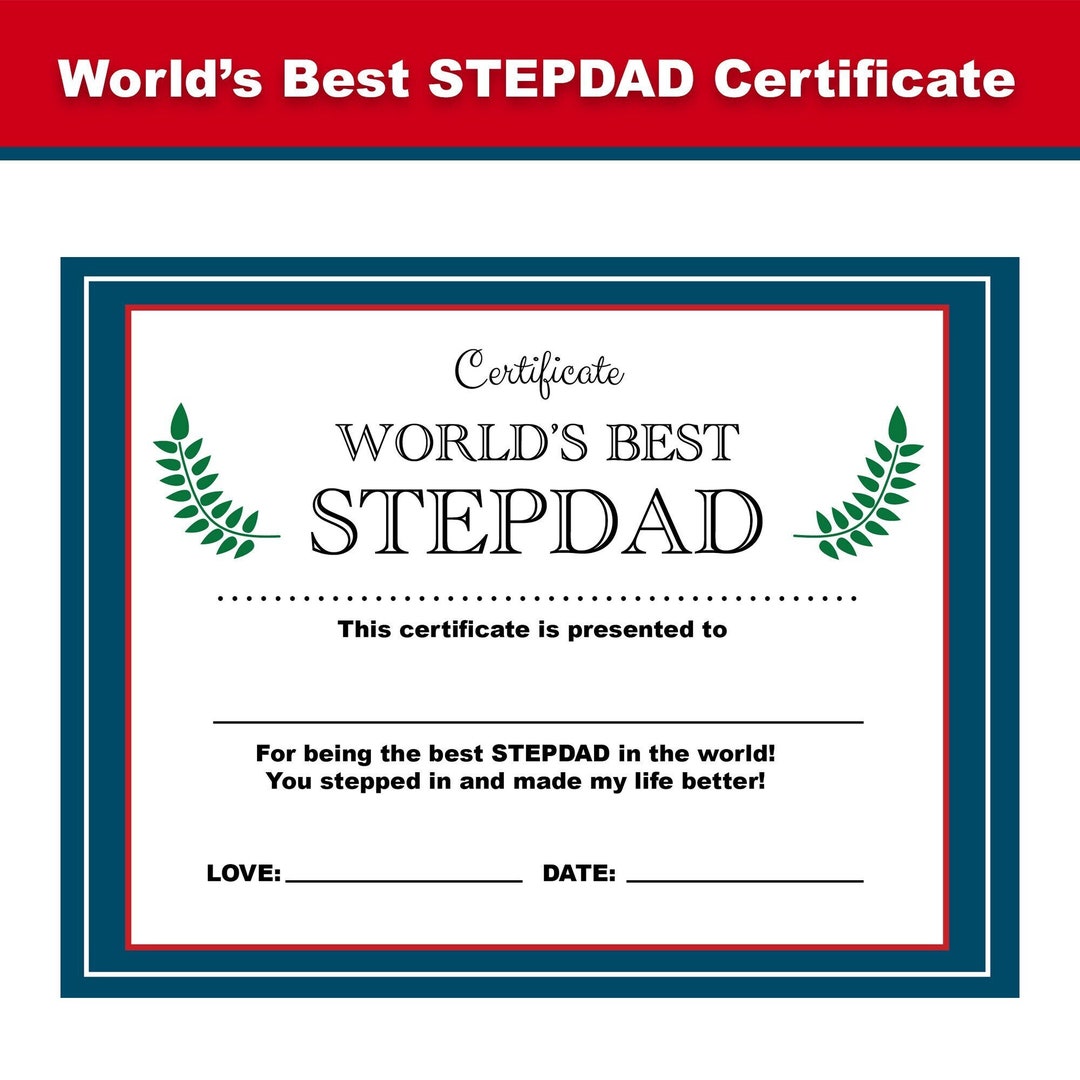 World #39 s Best Step Dad Certificate Printable Instant Download Father #39 s World #39 s Best Step Dad Certificate Printable Instant Download Father #39 s