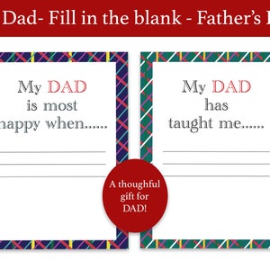 All About My Dad Printable Father's Day Gift - Etsy