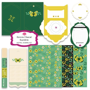 Floral Garden Digital Journal Kit: Ephemera Paper Embellishments (PDF)