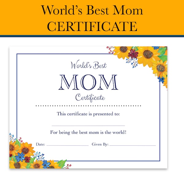 Best Mom Certificate - Etsy