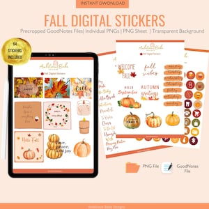 Herbst Sticker | Goodnotes Sticker | iPad Aufkleber | Vorgeschnittene Sticker | Digitale PNG Sticker