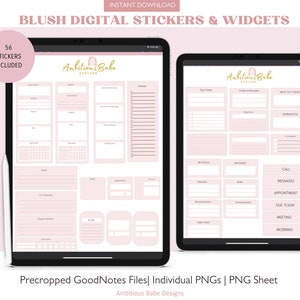 Blush Pink Planner Widgets  Goodnotes Widgets |Pink Widgets | Precropped & Individual PNG Widgets