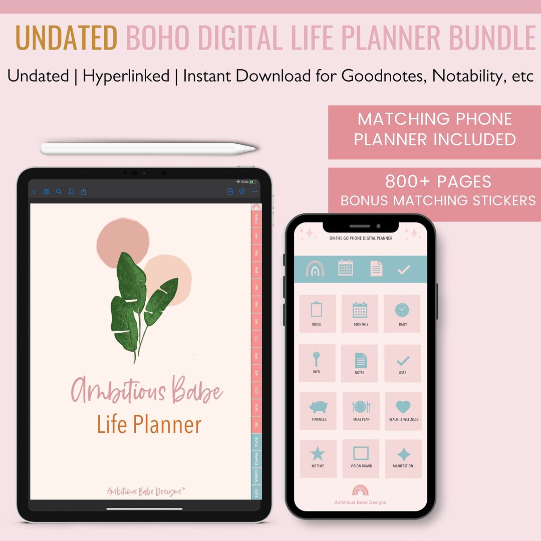 Undated Digital Life Planner Bundle - Etsy
