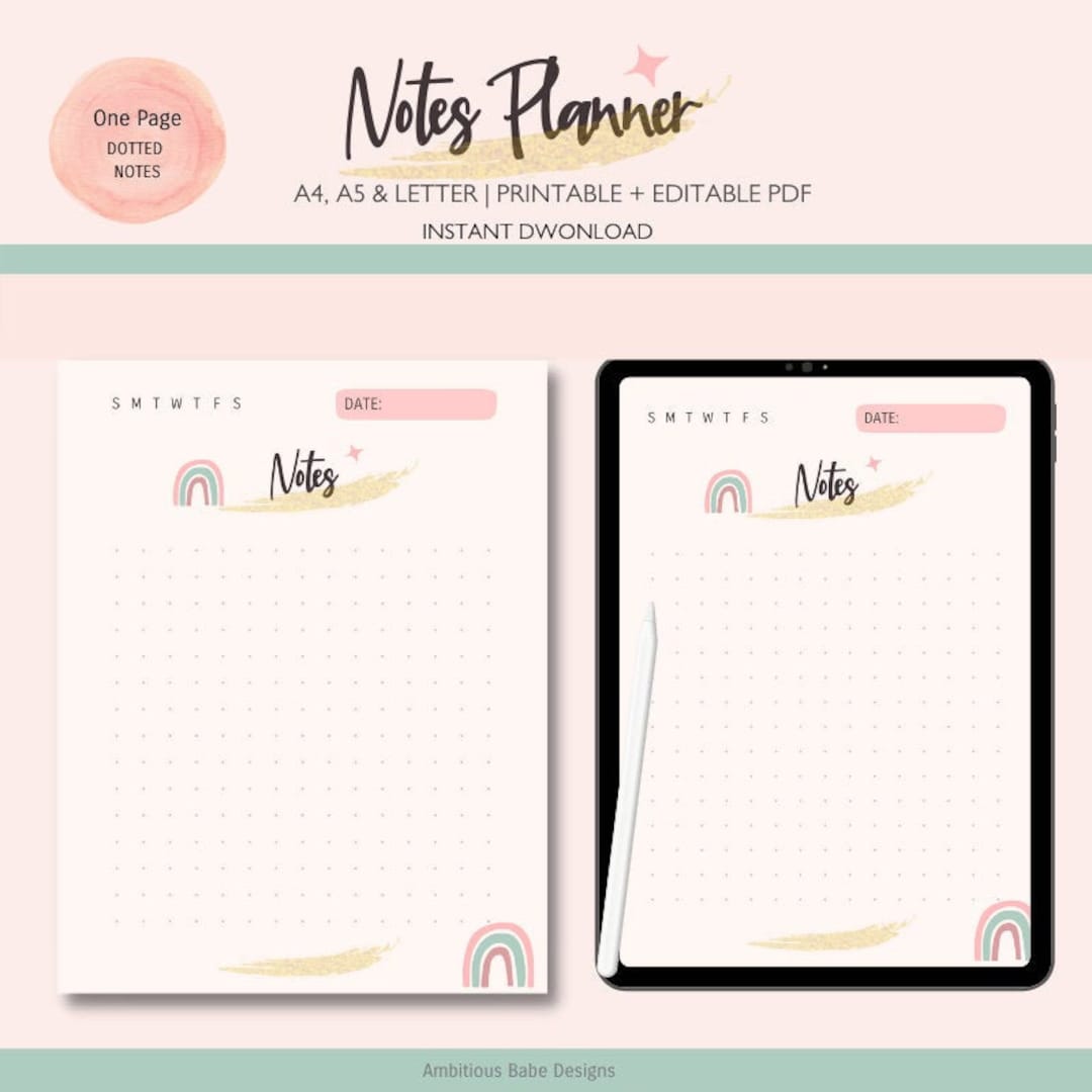 Digital Notes Planner | Printable Notes Planner | Goodnotes Notes ...