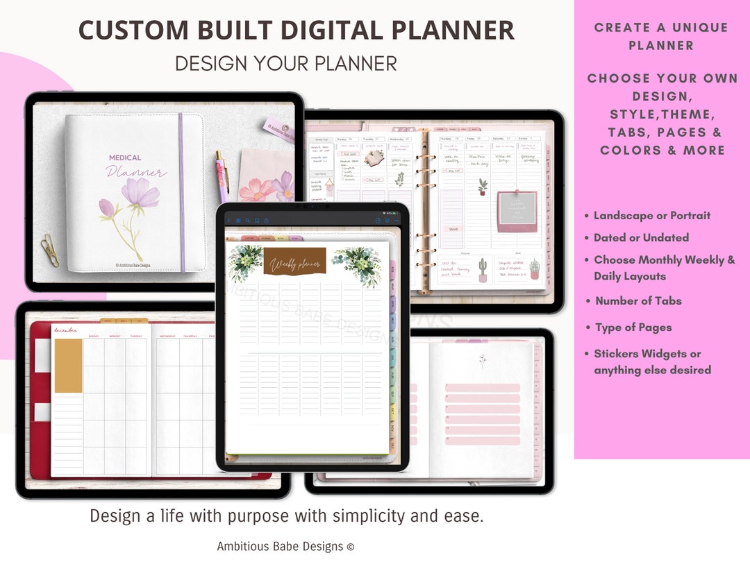 Personalized Custom Built Digital Planner Design Plannertheme,colors