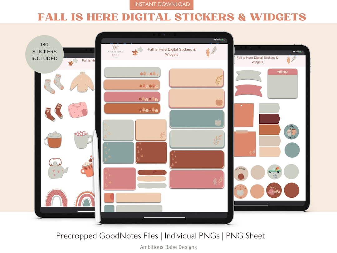 Fall Digital Planner Stickers | Autumn Goodnotes Widgets & Stickers ...