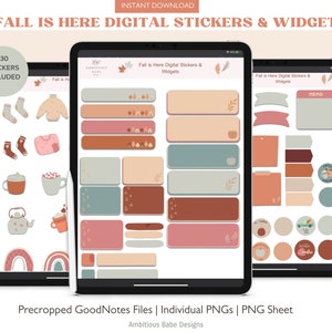 Herbst Digitale Sticker | Herbst Goodnotes Widgets & Sticker | Vorgeschnittene Planner iPad Sticker