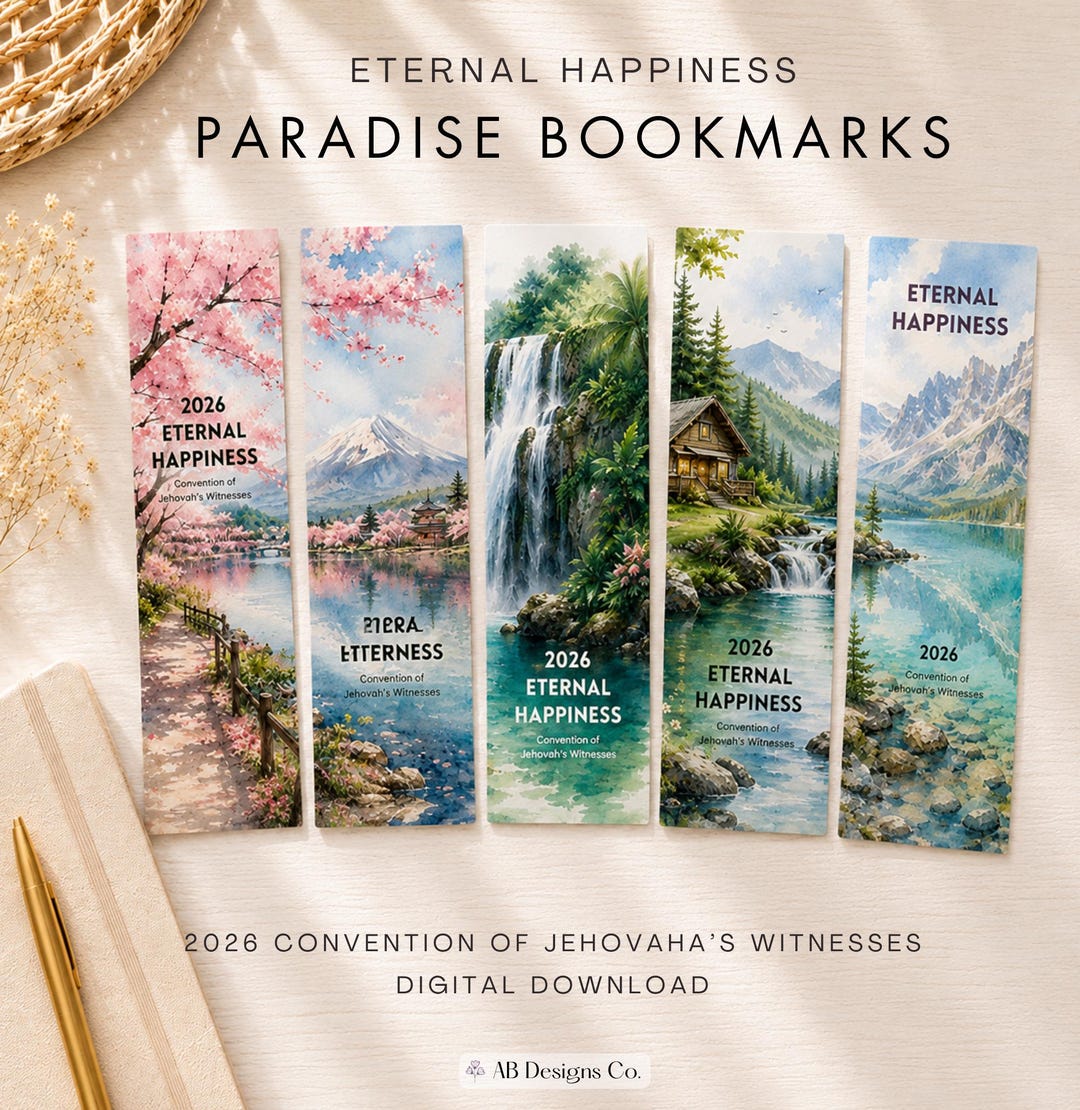 2026 Eternal Happiness Paradise Bookmarks | Printable JW Convention ...