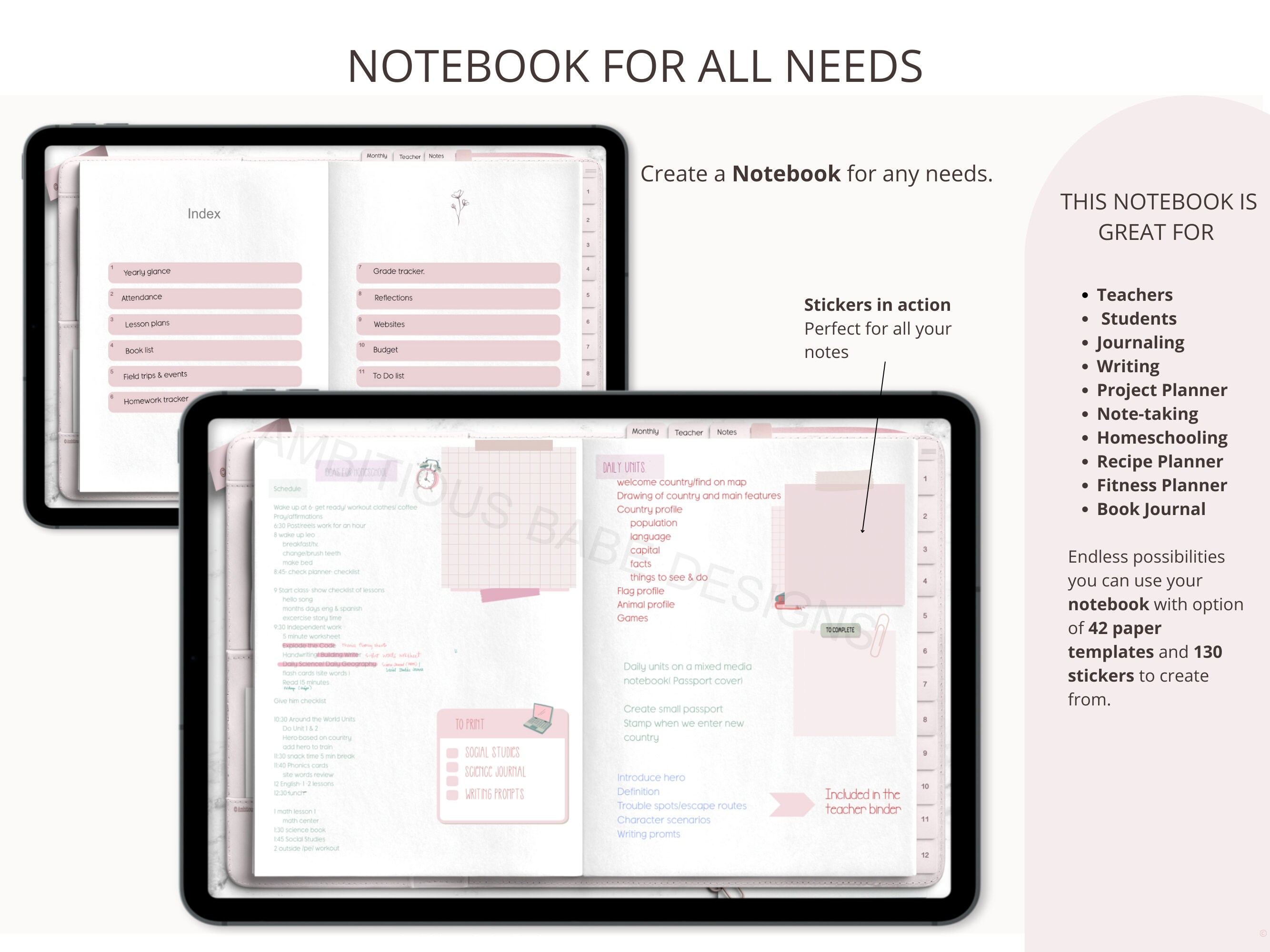 Landscape Floral Digital Notebook | 3 Notebooks in One 12 Tab 36 ...