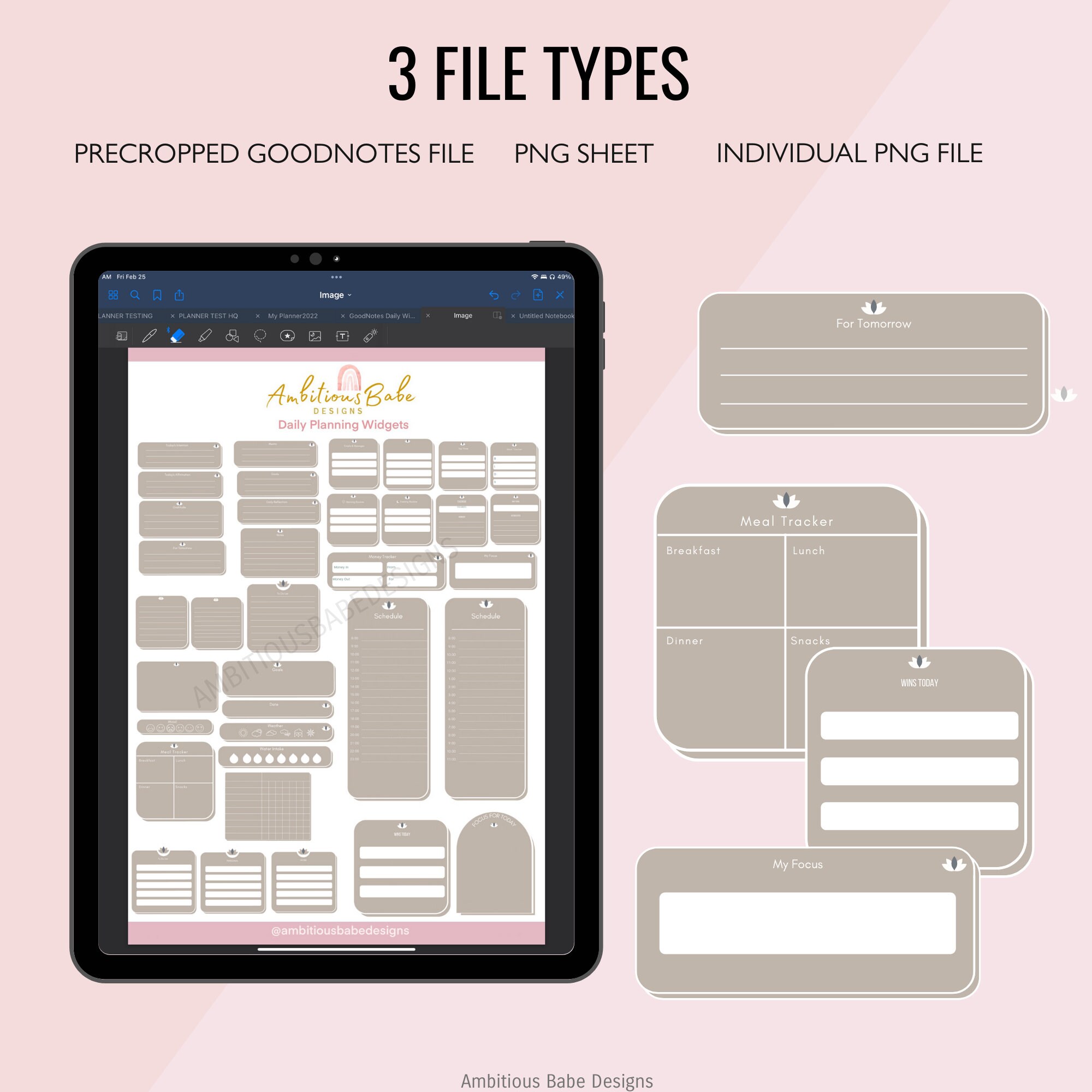 Taupe Planner Widgets Goodnotes Widgets Precropped & Individual PNG