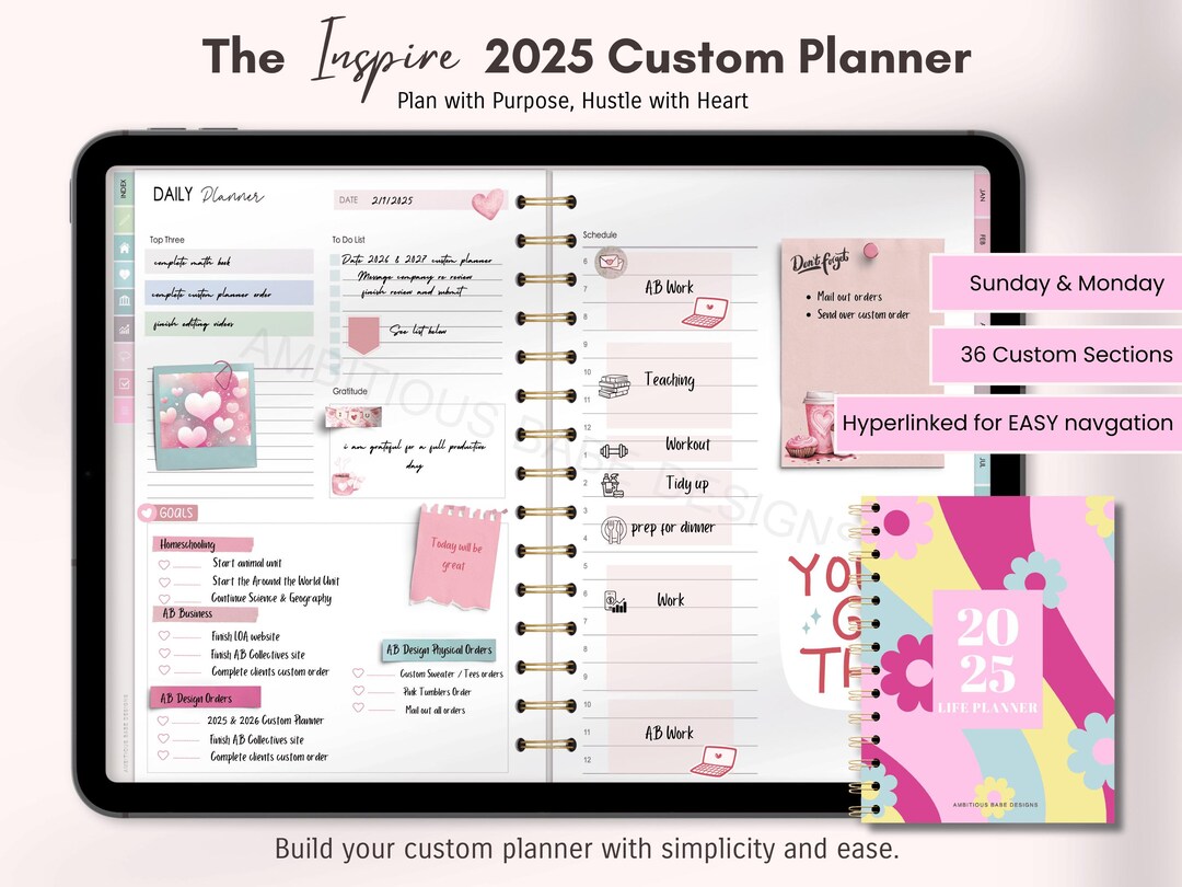 Digital Planner | 2025 Dated Digital Planner| Hyperlinked iPad Planner ...