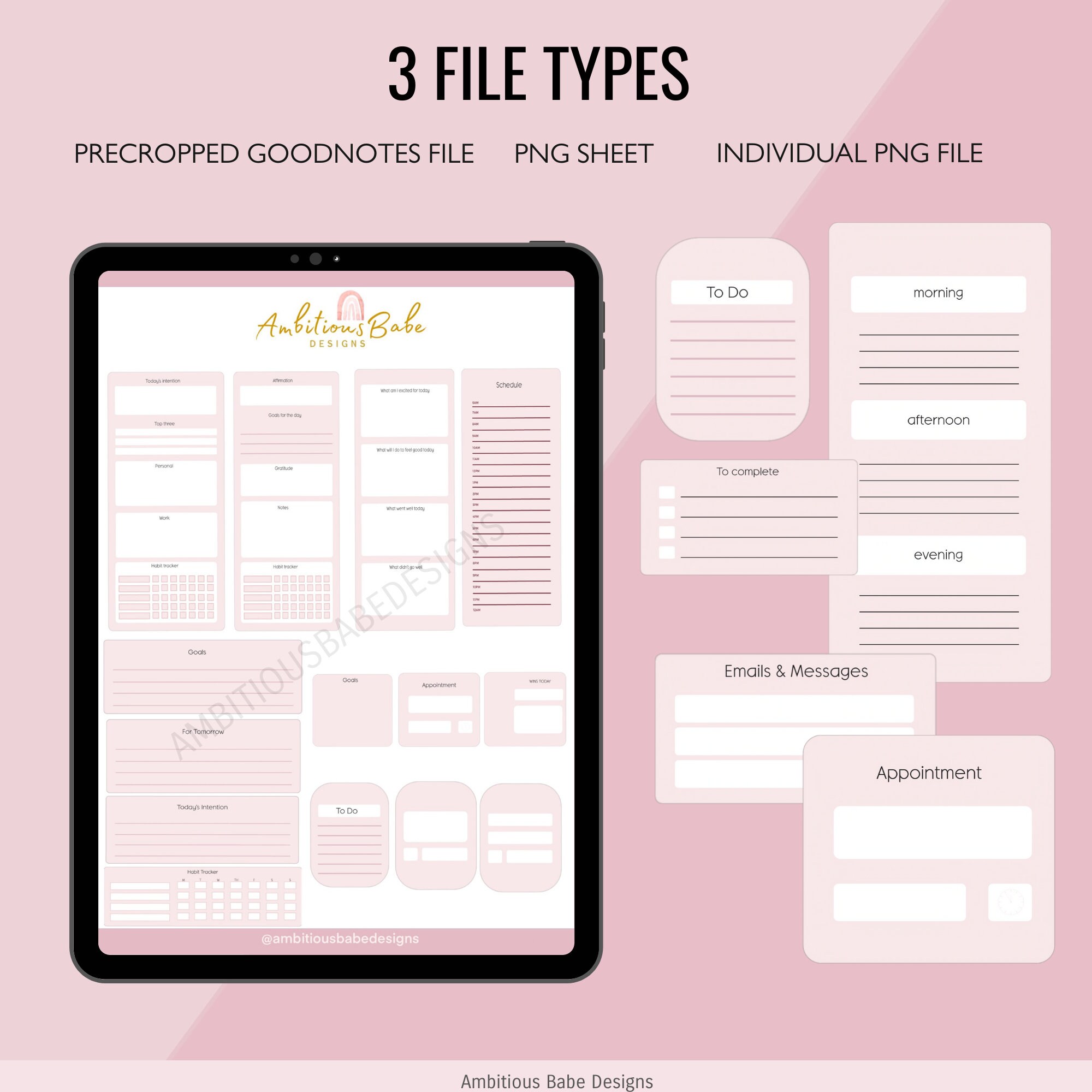Daily Routine Pink Widget Blush Pink Planner Widgets Goodnotes Widgets |pink Widgets | Precropped ...