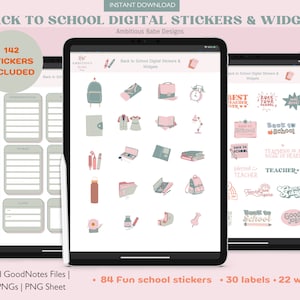 Back to School Sticker Set | Welcome Back Digital Stickers & Widgets | Students Precropped Goodnotes Stickers | Back to school