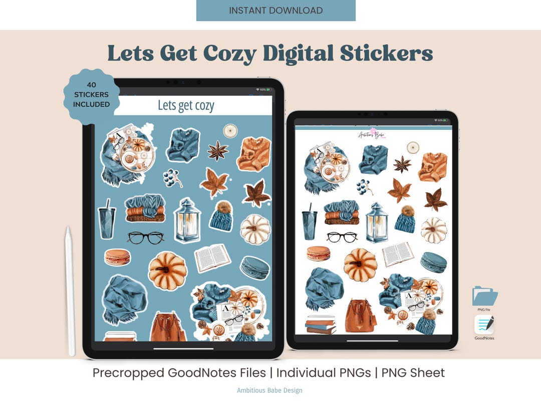 Blue Cozy Digital Stickers | Autumn Digital Stickers | Goodnotes ...