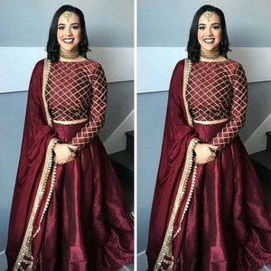 Indischer roter Crop Top Rock lehenga choli dupatta indian lehenga für hochzeit party wear