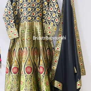Indian brocade anarkali suit  lehenga choli dupatta indian lehenga for wedding party wear