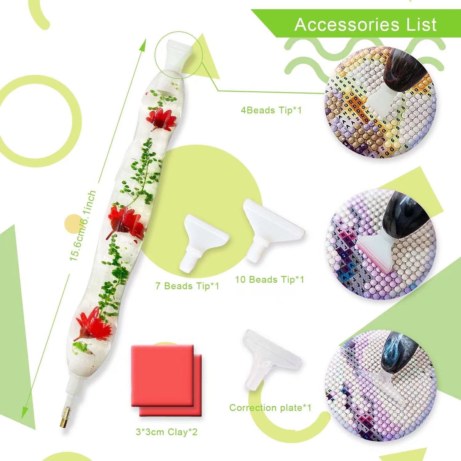 Resin Diamond Painting Pen,ergonomic Diamond Art Tools Pen,dried Flower  Drill Penorange Flower&plant 